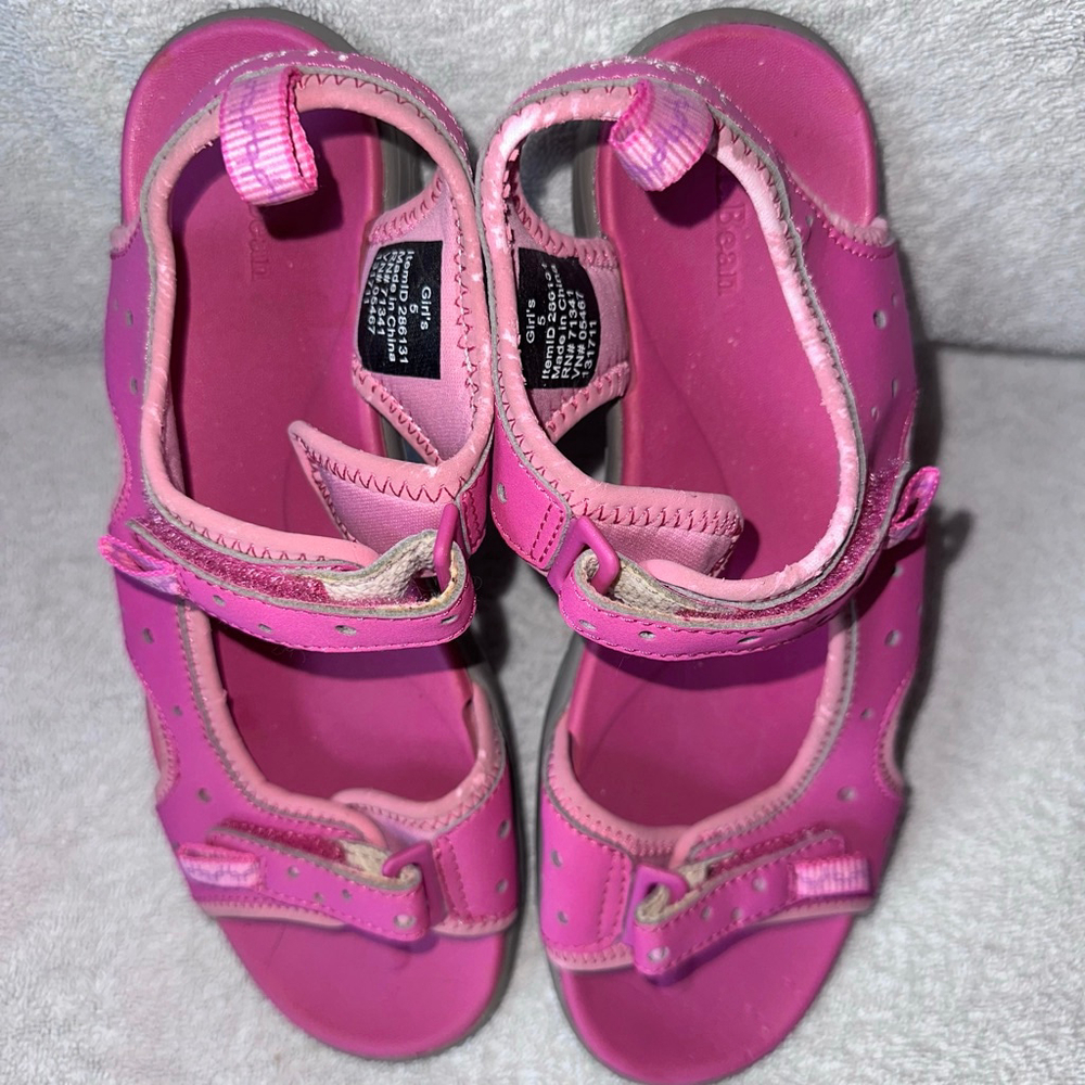 EUC Big Girl’s Size 5 LL Bean Hiking Outdoor Beach Strap Summer Sandals